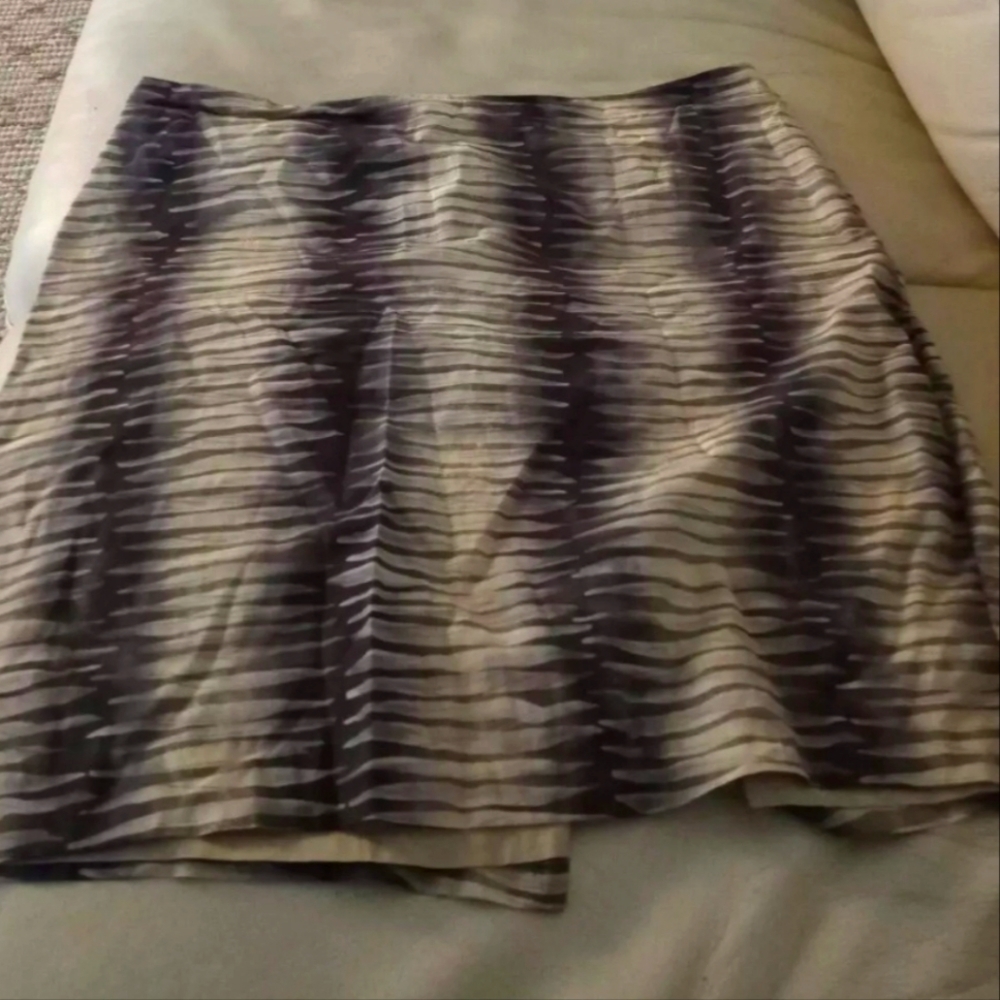 KENNETH COLE NEW YORK Women's Silk/Cotton striped fully Lined Skirt SZ 8 ❤️
